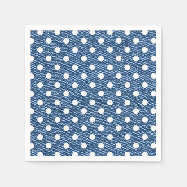 Servilleta De Papel Denim puntos blancos (Anverso)