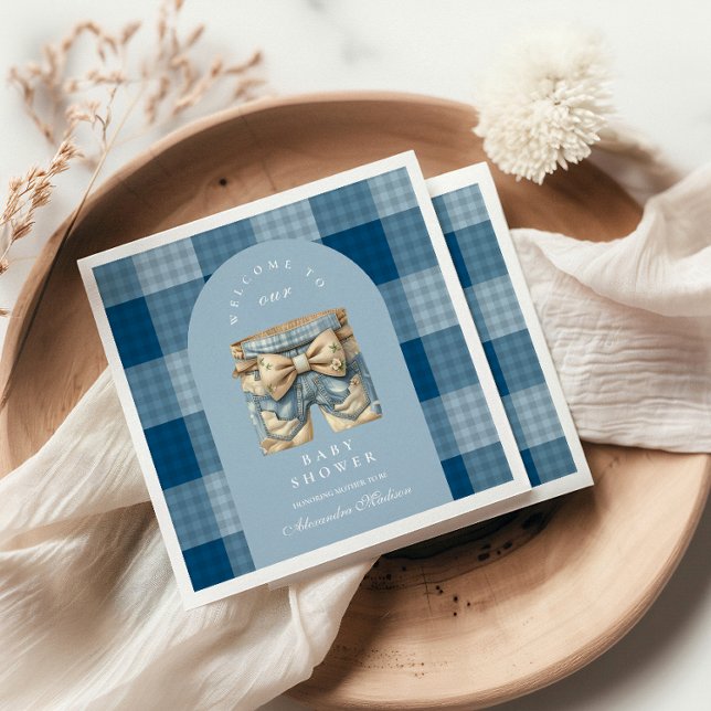 Servilleta De Papel Denim Teddy Bear Baby Shower (Subido por el creador)