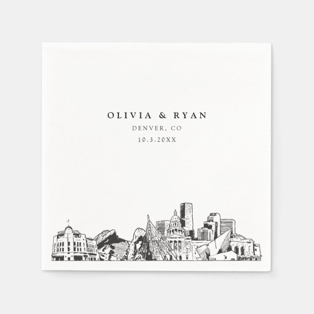 Servilleta De Papel Denver Boda Papel Cocktail Napkin (Anverso)