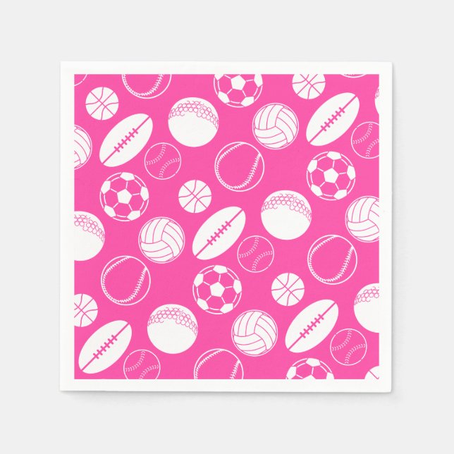 Servilleta De Papel Deporte de fútbol chica rosado (Anverso)