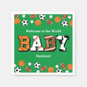 Servilleta De Papel Deportes Baby Shower co-ed Green Gender Neutral