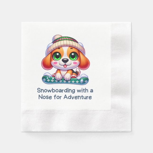 Servilleta De Papel Deportes de invierno Cute Beagle Snowboard (Anverso)