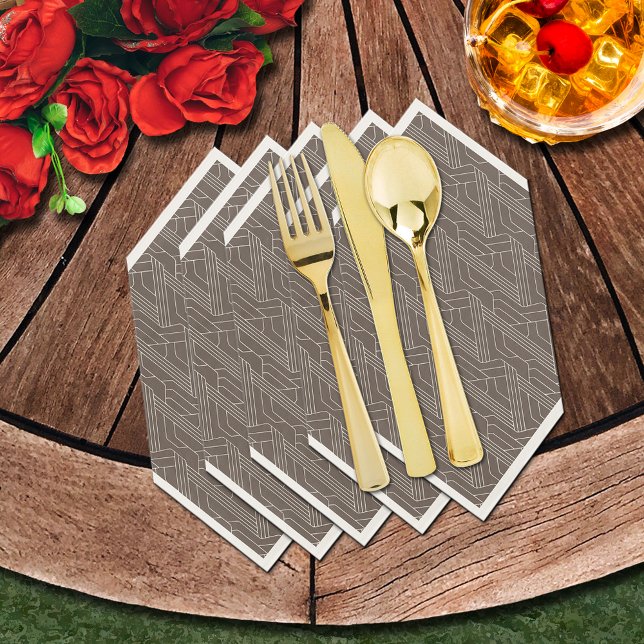 Servilleta De Papel Derby Fiesta Brown y Ivory (We show the luncheon napkins folded to add to your table. (Silverware not sold.))