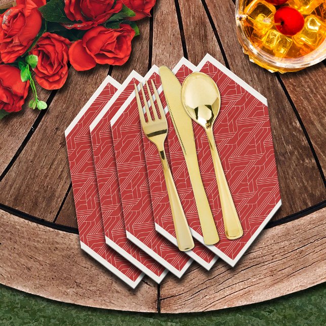 Servilleta De Papel Derby Fiesta Red and Ivory (We show the napkins folded to add to your table. (Silverware not sold.))