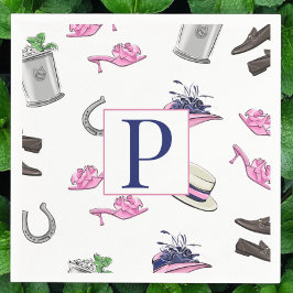 Servilleta De Papel Derby Horse Race Attire Horseshoe Julep Monograma