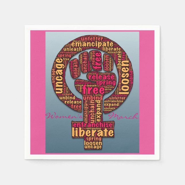 Servilleta De Papel derechos de la mujer 2017 levantaron puño (Anverso)