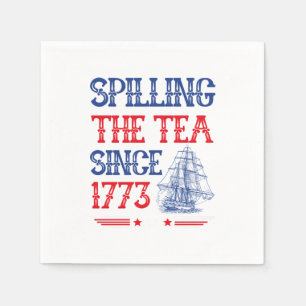 Servilleta De Papel Derramamiento Del Té Desde La Vintage De Julio De 