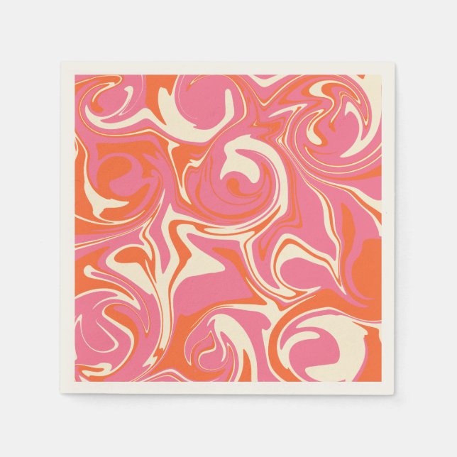 Servilleta De Papel Derrame - rosa, Naranja y crema (Anverso)