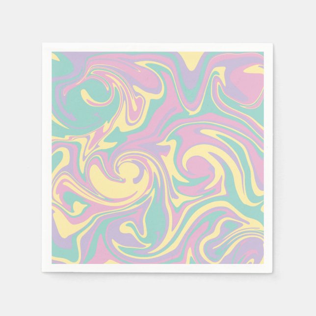 Servilleta De Papel Derrame - Rosa Pastel, Amarillo, Púrpura y Verde (Anverso)