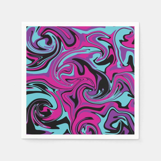 Servilleta De Papel Derrame - rosa, púrpura, azul y negro (Anverso)