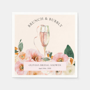 Servilleta De Papel Desayuno Boho Rosa Floral y Burbujeante