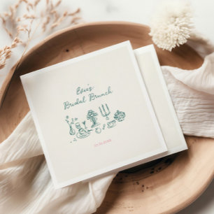 Servilleta De Papel Desayuno Bridal Dibujado a Mano