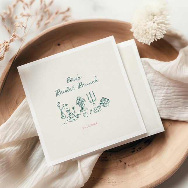 Servilleta De Papel Desayuno Bridal Dibujado a Mano (Subido por el creador)