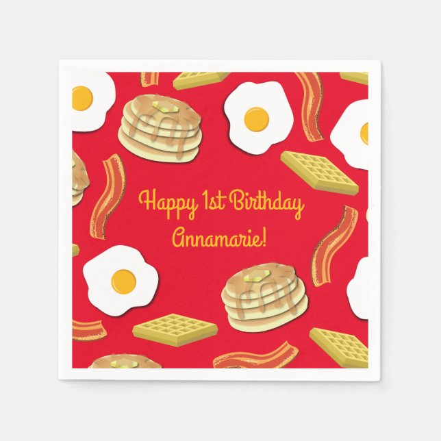 Servilleta De Papel Desayuno Brunch Cumpleaños Fiesta Niños Cute (Anverso)