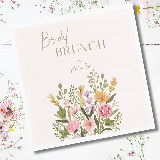 Servilleta De Papel Desayuno Brunch de Despedida de Soltera con Ramo d (Whimsical Watercolor Bouquet Bridal Shower Brunch Napkins
)
