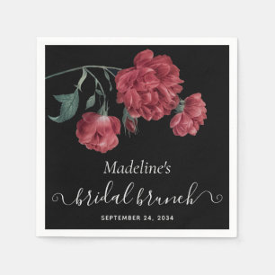 Servilleta De Papel Desayuno Brunch Floral Vintage Negro para Boda