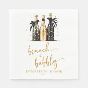 Servilleta De Papel Desayuno Brunch y Champagne Dorado Bridal Shower