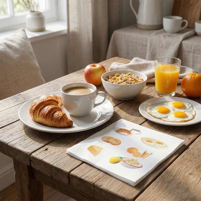 Servilleta De Papel Desayuno Café, Croissant, Huevos, Bagels (Subido por el creador)