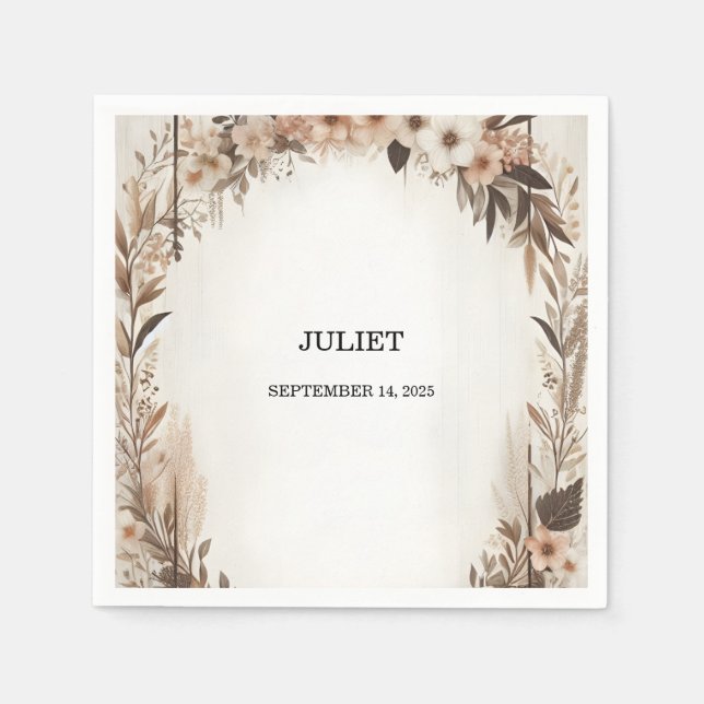 Servilleta De Papel Desayuno Nupcial Boho Rústico del Jardín de Primav (Anverso)