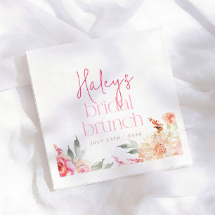 Servilleta De Papel Desayuno nupcial de acuarela floral rosa Bridal Sh