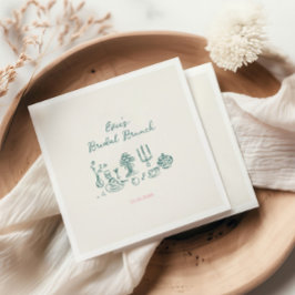 Servilleta De Papel Desayuno Nupcial Dibujado a Mano