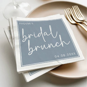 Servilleta De Papel Desayuno Nupcial Minimalista con Letra Script Azul