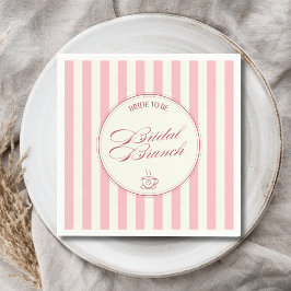 Servilleta De Papel Desayuno Nupcial Rayas Rosadas Cafe Vintage Boda