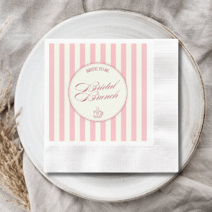 Servilleta De Papel Desayuno Nupcial Rayas Rosadas Café Vintage Boda