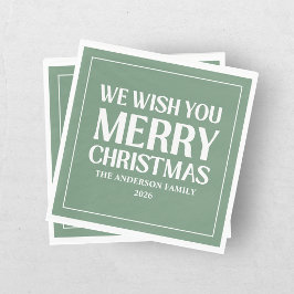 Servilleta De Papel Deseándole unas Felices Fiestas Navideñas Verdes