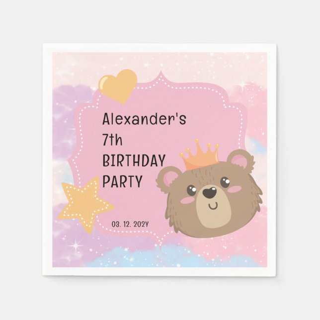 Servilleta De Papel Desechable fiesta de cumpleaños del Personalizado  (Anverso)