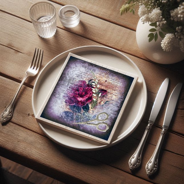 Servilleta De Papel Desenlace de la Red Rose Floral Ephemera (Subido por el creador)