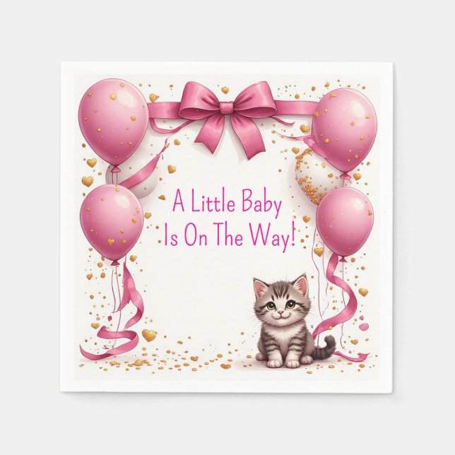 Servilleta De Papel Deseos de Baby Shower de Gatito 🍼 (Anverso)