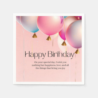 Servilleta De Papel Deseos de cumpleaños rosados