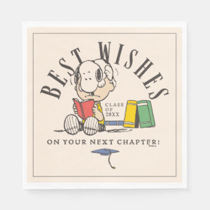 Servilleta De Papel Deseos de graduación de Peanuts Snoopy leyendo