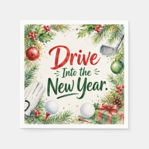 Servilleta De Papel Deseos de Navidad de Golf Tipografía Diseño Acuare