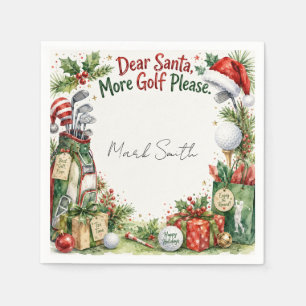 Servilleta De Papel Deseos de Navidad de Golf Tipografía Diseño Acuare