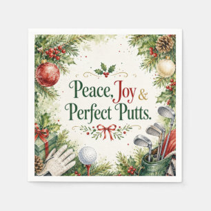 Servilleta De Papel Deseos de Navidad de Golf Tipografía Diseño Acuare