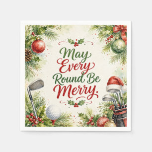 Servilleta De Papel Deseos de Navidad de Golf Tipografía Diseño Acuare