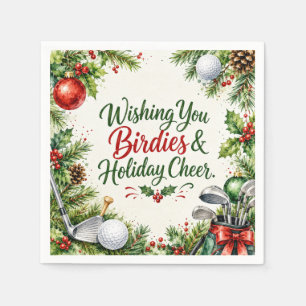 Servilleta De Papel Deseos de Navidad de Golf Tipografía Diseño Acuare