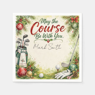 Servilleta De Papel Deseos de Navidad de Golf Tipografía Diseño Acuare