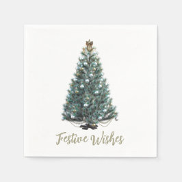 Servilleta De Papel Deseos festivos. Diseño de árbol de Navidad