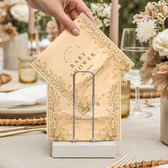 Servilleta De Papel Desert Botanical Neutral Florals Baby Shower (Subido por el creador)