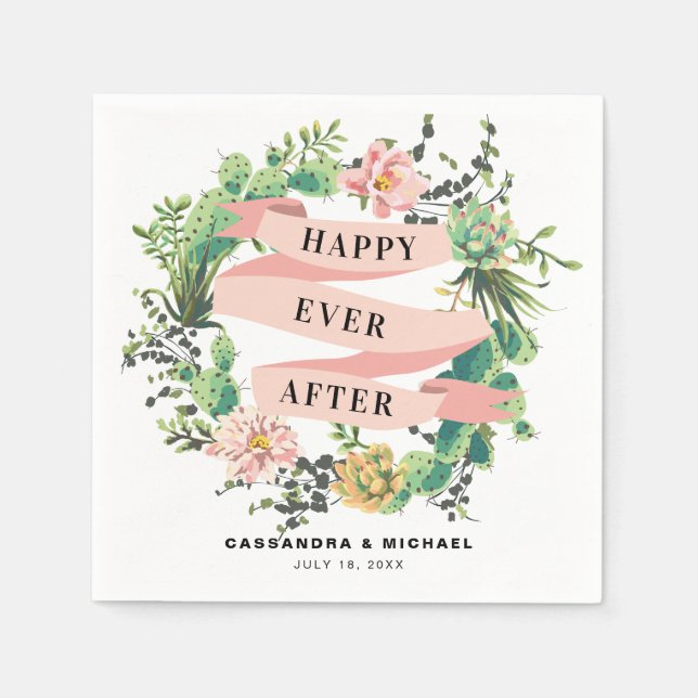 Servilleta De Papel Desert Cactus Bloom | Feliz Año Después (Anverso)