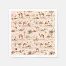 Servilleta De Papel Desert Palms & Camels Napkins – Brown Theme