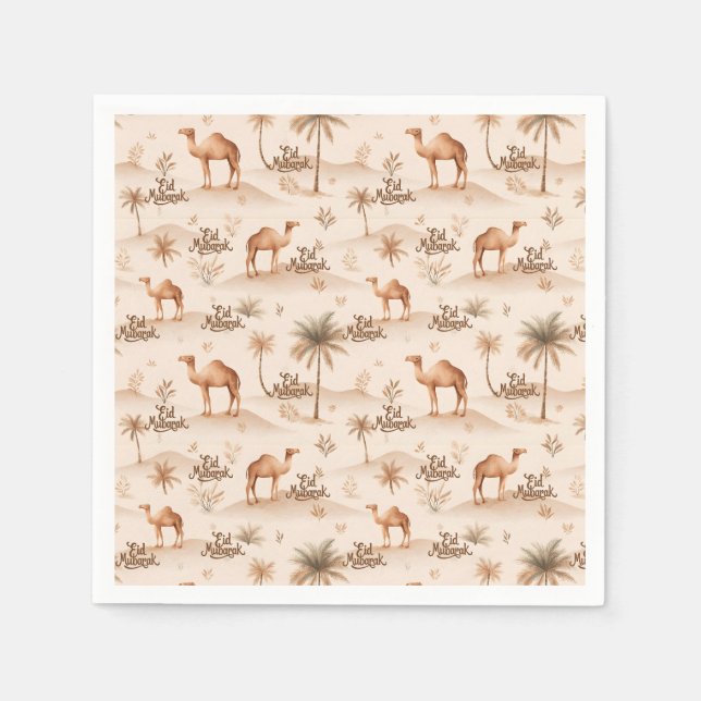 Servilleta De Papel Desert Palms & Camels Napkins – Brown Theme (Anverso)