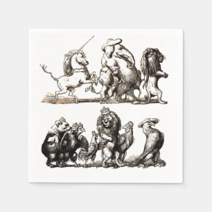 Servilleta De Papel Desfile de animales de cuento vintage: Arte de par