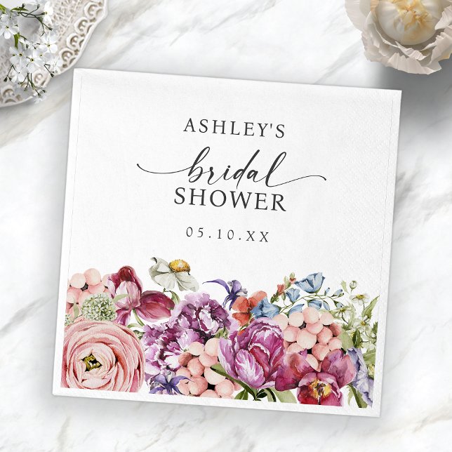 Servilleta De Papel Desfile de novia colorido (Bright Jewel Tone Colorful Floral Bridal Shower Napkins by Painted Paperie
)