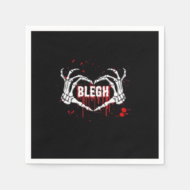 Servilleta De Papel Desglose sangriento, Skeleton Heart Hands Emo, Met (Anverso)