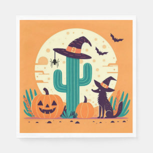 Servilleta De Papel Desierto/cactus del suroeste de Halloween