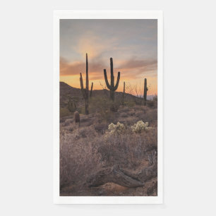 Servilleta De Papel Desierto del atardecer de Cactus del Suroeste